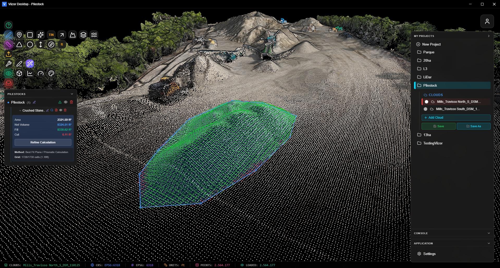 Stockpile volume calculation